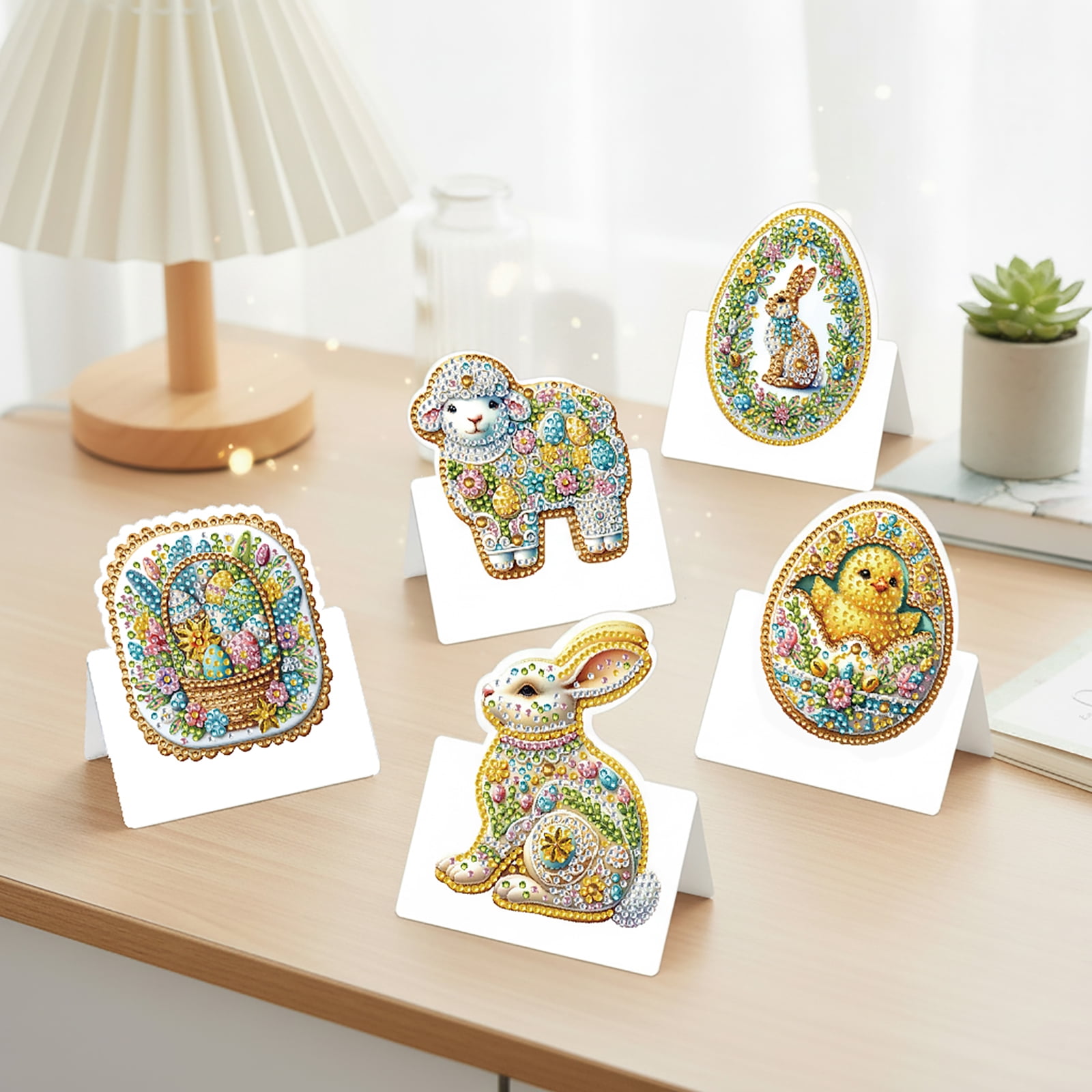 FLOPESN 24Pcs Easter Foldable Greeting Card set,DIY Diamond Art Painting with White Envelopes for Festival Holiday