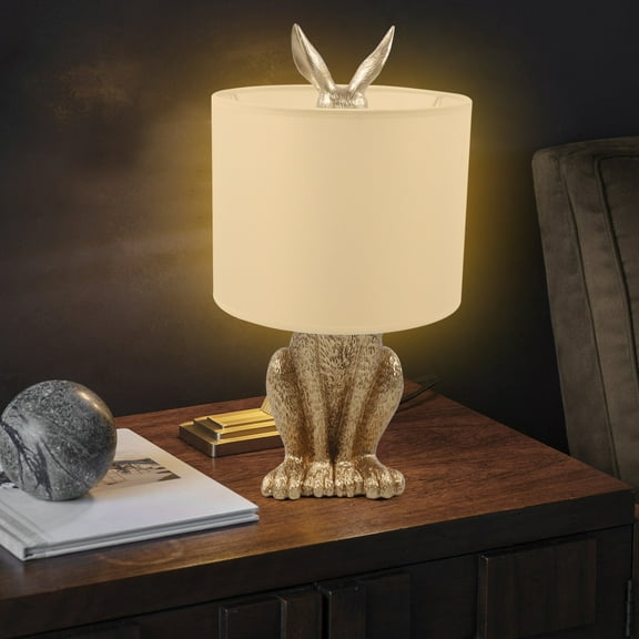 Loyalheartdy Modern Gold Rabbit Table Lamp Creative Resin LED  Light Bedroom Bedside Reading Eyes Protect Lighting Fixtures