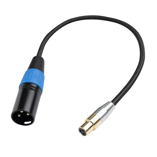 Cable adaptador XLR hembra a mini XLR macho, cable de extensión de 3 pines, resistente y equilibrado. .3M