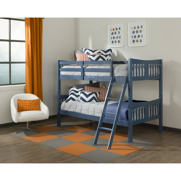Storkcraft Caribou Twin Over Twin Solid Hardwood Bunk Bed Navy 