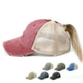 thumbnail image 2 of Gorra de béisbol desgastada y lavada gorra Netcom verano cola de caballo gorra de béisbol deportes al aire libre ajustable Anti UV malla sombrero con visera WD.WDQZL Hogar, 2 of 6