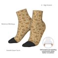 thumbnail image 6 of Rateoe Brown Flowers Pattern Quarter Crew Socks,Toe Seamed Ankle Socks,Cotton Cushioned Breathable Athletic Crew Sports Socks, 6 of 7