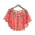thumbnail image 2 of Zhaomeidaxi Women Shawl Wraps Sequin Beaded Evening Cape Bridal Shawl Cover Up,Cape Crochet Lace All-match Mesh Summer Beaded Sequin Shrug Flapper Dress Shawl for Party, 2 of 3