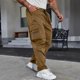 thumbnail image 1 of Pantalones largos para hombre, primavera y verano, color liso, bolsillos, color liso, cordón ajustable, ropa de trabajo, pantalones deportivos e informales, pantalones de poliéster para hombre., 1 of 9