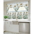 thumbnail image 4 of Spring Floral Kitchen Curtains Swag Valance and Tier Curtains Set 24 Inch Length, Watercolor Summer Botanical White Daisy Rod Pocket Drape Panels Pair Swag Curtains for Bathroom/Cafe/Window, 4 of 6