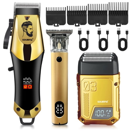 HATTEKER Professional Hair Clipper Kit – 3-in-1 Hair Trimmer, Shaver & Detailer with Digital Display
