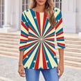 thumbnail image 4 of Juslio Womens Blouses 3/4 Sleeve Flowers Tops Crew Neck Casual Blouses Multicolor L, 4 of 6
