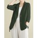 thumbnail image 2 of Blazer de lino de algodón para mujer, manga larga, holgado, casual, chamarra Militar 2XL Militar 2XL Xishao ropa, 2 of 2