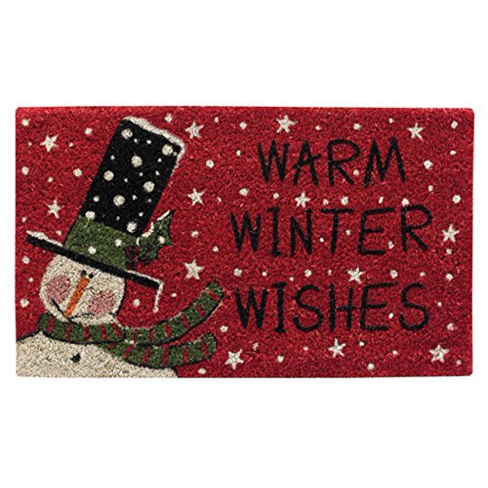 Warm Winter Wishes Snowman Christmas Heavy Coir Doormat By Park Designs