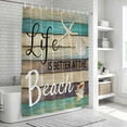 thumbnail image 6 of Coastal Starfish Bathroom Shower Curtains with 12 Hooks Polyester Waterproof Shower Curtain for Stalls and Bathtubs Farmhouse Nautical Conch Seashell Wood Decorative Bathroom Curtain 72x72 Inches, 6 of 9