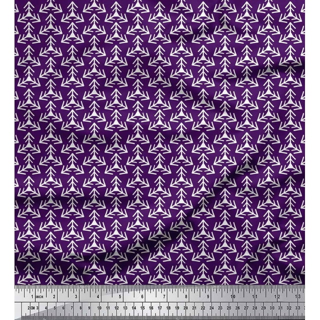 Soimoi Purple Poly Georgette Fabric Triangular Arrow Decor Fabric Printed Yard 52 Inch Wide