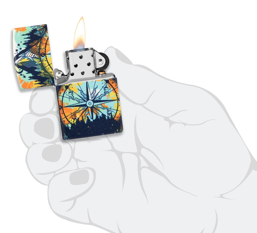 Zippo Compass Mountain Design 540 Color Glow-in-the-Dark Pocket Lighter