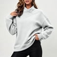 thumbnail image 4 of Horkkom Mock Neck Sweatshirt Solid Color Casual Long Sleeve Tops Oversized Pullover Fall Sweatshirt L, 4 of 6