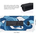 thumbnail image 5 of Japanese White and Blue Wave Mouse Pad 35.4 X 15.7 Inch Extended Large Cool Mouse Mat Non-Slip Rubber Base Long Art Mousepad with Stitched Edges Waterproof Desk Pad for Gaming&Home Office,XL, 5 of 6