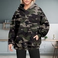 thumbnail image 2 of Bovemsi Sweatshirt for Women Long Sleeved With Gradient Letter Printed Pockets And Camo Hoodie, 2 of 9