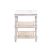 Carolina Classics Chesterfield Wood & Cane Accent Table in Whitewash