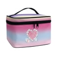 thumbnail image 2 of HELLHERO Makeup Bag Lightweight Travel Makeup Organizer Case with Brush Slots Multifunctional Double Zip Pastel Shell Heart, 2 of 5