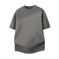 thumbnail image 4 of Ribbed Mock Neck Short Sleeve Knit Top for Men Slim Fit Wrinkle Resistant Fine Knit Jersey for Coffee Shop Park Family Trip Outfits Dark Gray XXXL, 4 of 4