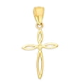 thumbnail image 4 of Golden Fire Solid 10k Gold Dainty Feminine Cross, Christian Jewelry, Religious Gifts for Her, 4 of 5