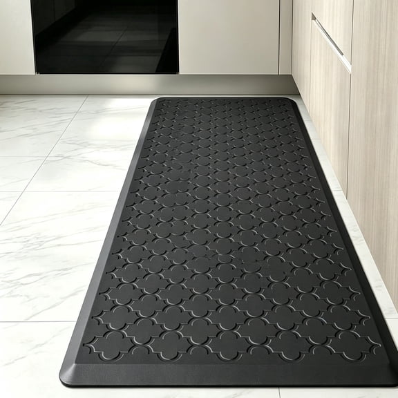 Xmushyra Anti Fatigue Kitchen Mats for Floor, 17"x29.5" Non Slips Cushioned Floor Mat, Comfort Memory Foam, Water Resistant Kitchen Rugs for Sink Office Laundry, Black