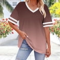 thumbnail image 5 of Sports Shirts for Women Dqueduo Women's Oversized-neck Short Sleeved Solid Summer Base Shirt Sports T-shirt Brown XXXXL, 5 of 8