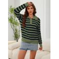 thumbnail image 5 of NAYTOAO Women Ruffle Collar Polo Knit Sweater Long Sleeve Button Pullover, 5 of 7