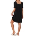 thumbnail image 3 of INSPIRE CHIC Women's Ruffle Nightgowns Ruffle Trim Cute Sleepshirts Summer Nightshirt Midi Shorts Sleeve Sleep Dress M Black, 3 of 6