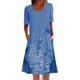 thumbnail image 1 of Moda Mujer Verano Casual Cuello Redondo Estampado Froral Manga Corta Vestido Suelto Fridja  qw2977, 1 of 6