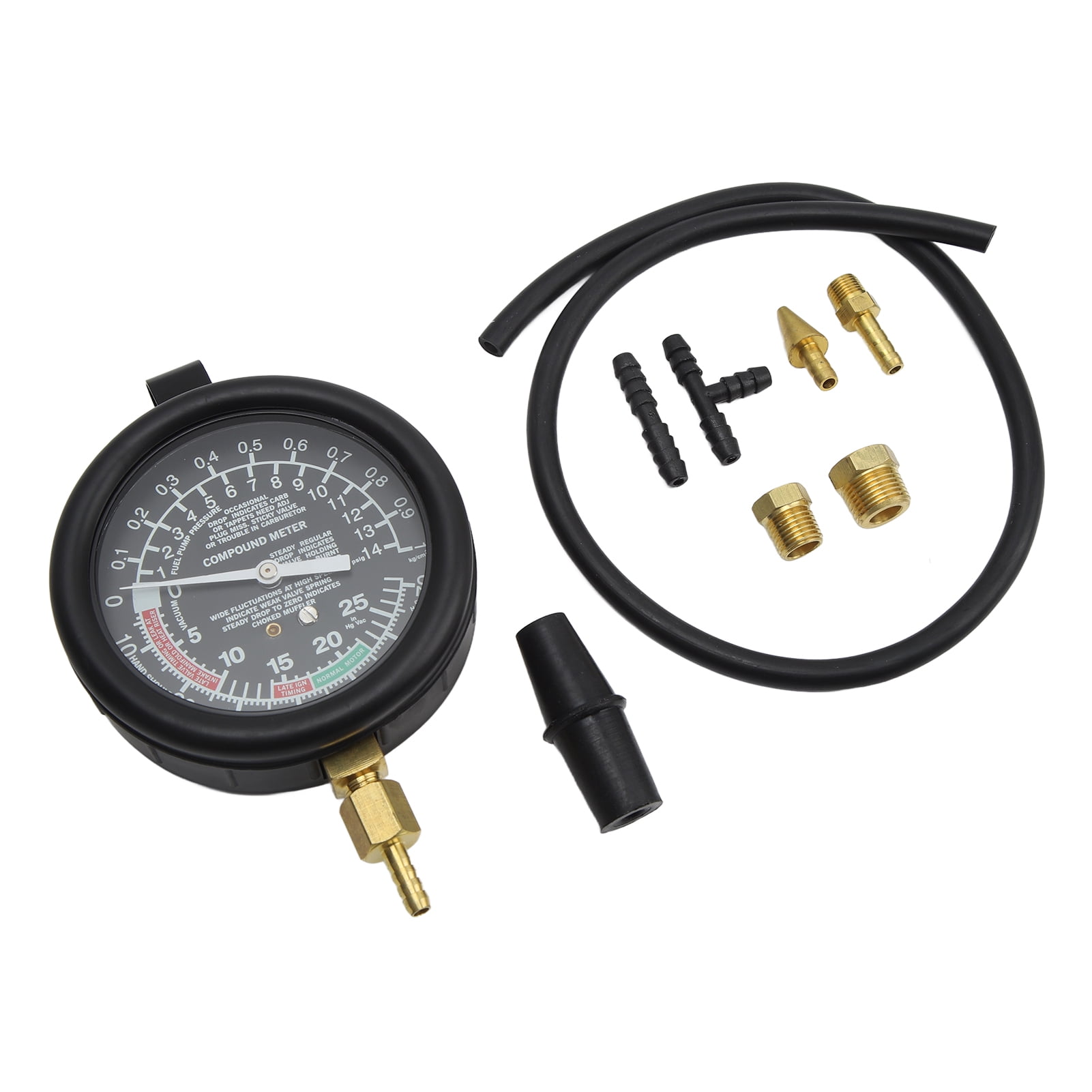 Vacuum Fuel Tester Gauge, Sensitive 14mm 18mm Manifold Fittings High