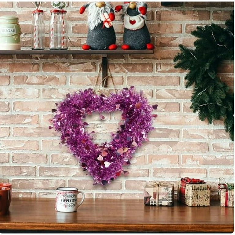 Door Hanging Artificial Shaped Heart Wreath Indoor Decorations Decor for Front Wreaths Outdoor for Party Heart Day Valentine Wreath Decoration & Hangs
