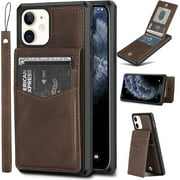 FeeOlsa iPhone 11 Wallet Case Flip Case with Card Slot PU Leather Case TPU Bumper Shockproof Stand Cover Kickstand