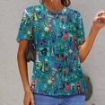 thumbnail image 6 of Spooky Halloween Characters Women's Short Sleeve T-Shirt Crew Neck Casual Summer Trendy Loose Fit Tops, 6 of 6