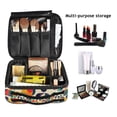 thumbnail image 2 of FORMRS Travel Makeup Bag Large Capacity Train Case Cosmetic Organizer with Adjustable Dividers, Green Geometric, 2 of 8