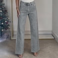 thumbnail image 4 of Jeans for Women High Waist Y2K Vintage Straight Leg Denim Pants Fashion Rhinestones Solid Casual Button Jeans Casual Stretchy Baggy Jeans with Pockets, 4 of 6