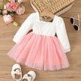 thumbnail image 4 of PatPat Princess Dresses for Baby Girls Floral Mesh Long-sleeve Pink Tutu Dress, 3-6 Months, 4 of 7