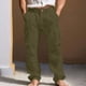 thumbnail image 1 of Ceisia Men's Cotton-Linen Blend Loose Straight Leg Cargo Pants with Multi Pockets Army Green M Gifts, 1 of 9