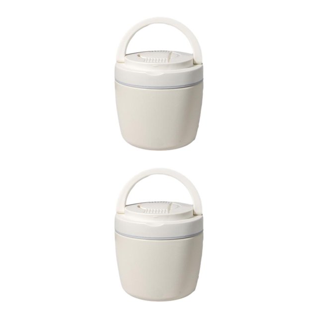 Naiovety Recipientes para el almuerzo a prueba de fugas de acero inoxidable para comida caliente con boca ancha, tarro de comida caliente de beis 970ML 2Conjunto