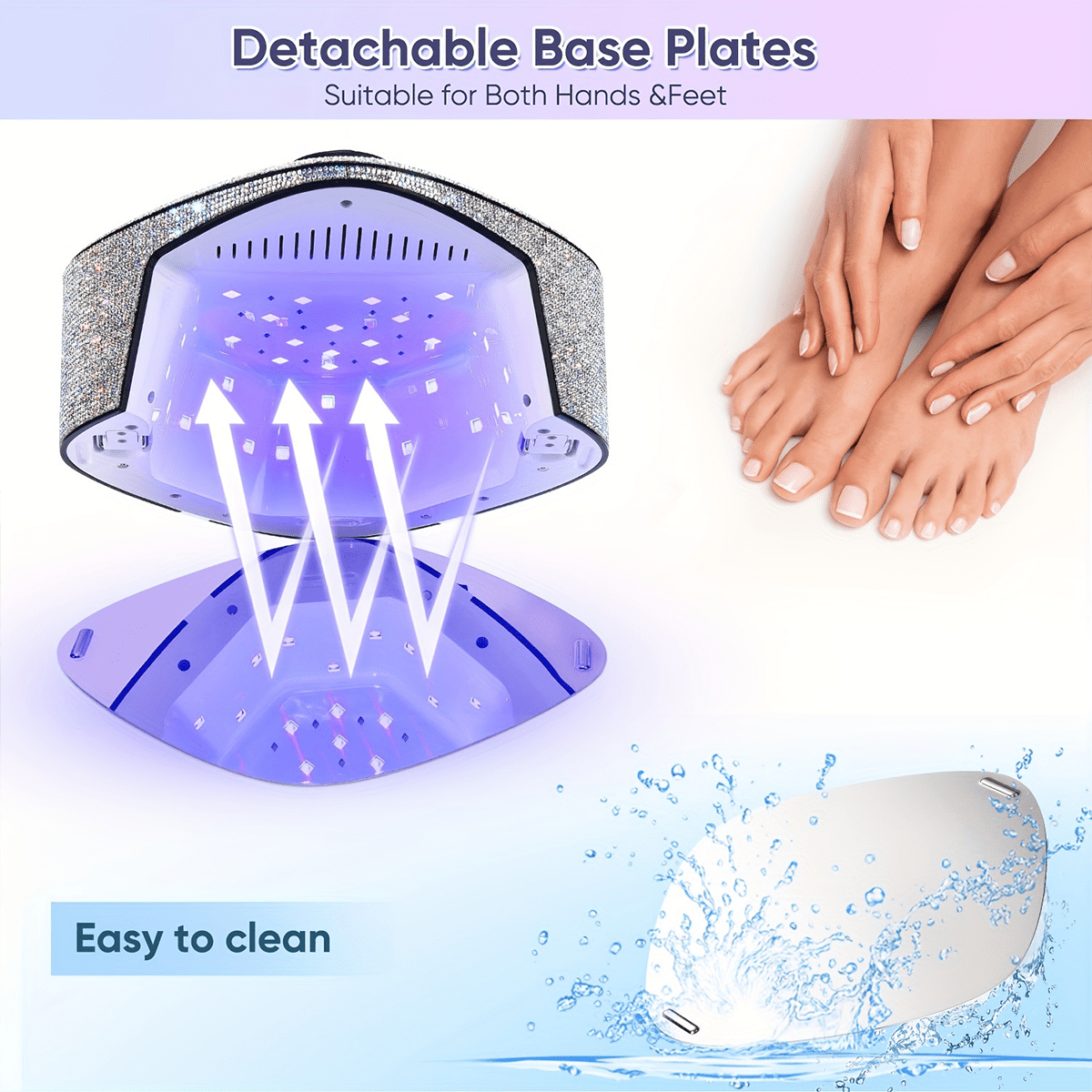 Rechargeable UV Lamp for nails,Casstia 54W Shiny Cordless UV LED nail Lamp, Gel UV Nail lamp Low heat nail dryer, knob control and mood lamp design, nail curing lamp for fast drying gel polish
