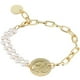 thumbnail image 1 of Pulsera de perlas con eslabones de cadena, pulsera asimétrica con dijes de cadena, joyería para mujer, 1 of 7