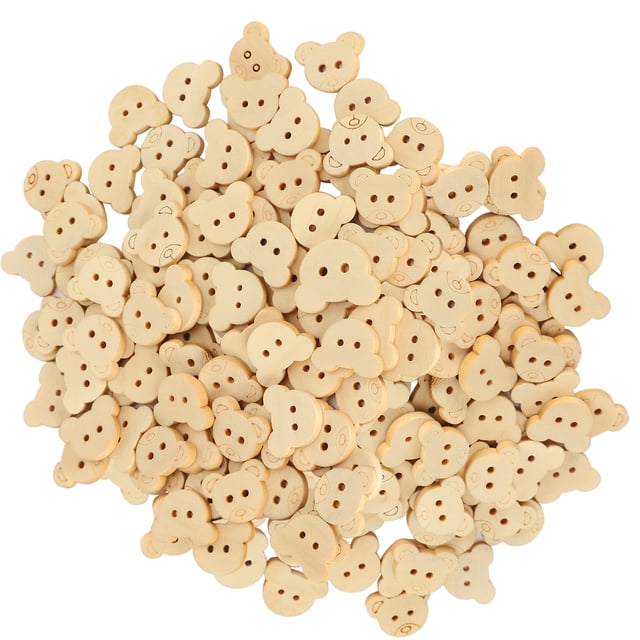 Wood Buttons, 250pcs Cute Bear DIY Wood Buttons 2 Hole Buttons Sewing Craft Accessory For Clothing DIY Craft For DIY Crafting