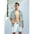 thumbnail image 4 of Wespornow Mens Hawaiian Shirts Short Sleeve Floral Tropical Beach Casual Button Down Shirts Grey Leaves XXL, 4 of 7