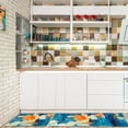 thumbnail image 2 of Turquoise Teal Modern Abstract Kitchen Rug Set,Blue Orange Artistic Painting Decorative Runner Rugs with Rubber Backing,Throw Rugs Washable for Kitchen Sink,Laundry Room,Standing Desk,Boho, 2 of 6