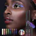 thumbnail image 3 of Lápiz delineador de ojos metálico con purpurina, resistente al agua, cromado brillante, color verde perla, dorado y morado, herramienta de maquillaje, 3 of 5