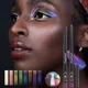 thumbnail image 3 of Lápiz delineador de ojos metálico con purpurina, resistente al agua, cromado brillante, color verde perla, dorado y morado, herramienta de maquillaje, 3 of 5
