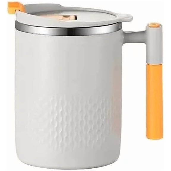 Premium Heat Resistant Double Wall Vacuum Insulated Stainless Steel Coffee Cup - Mug with Lid and Handle | Keep Drinks Hot or Cold Longer - 16 Ounce (Pastel Grey)