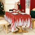 thumbnail image 2 of Christmas Tablecloth Rectangle 60x102 Inch, Winter Xmas Trees Red Table Cloth, Stain Resistant Farmhouse Fabric Table Cover for Holiday, Dinner, Party, 2 of 7