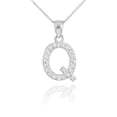 thumbnail image 1 of STERLING SILVER LETTER "Q" CZ INITIAL PENDANT NECKLACE :  20", 1 of 1