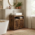thumbnail image 2 of VASAGLE Mueble de Lavabo, Mueble de Baño, Armario de Almacenamiento, 30 x 60 x 64 cm, Apto para Lavabos sin Pedestal, con 2 Puertas de Persiana, Tablero Ajustable, Marrón Rústico, 2 of 9