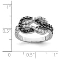 thumbnail image 3 of Versil Sterling Silver Rhodium-plated Black and Clear Cubic Zirconia Love Knot Ring by  7, 3 of 5