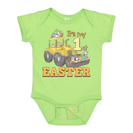 

Inktastic It s My 1st Easter Construction Bunnies Gift Baby Boy or Baby Girl Bodysuit